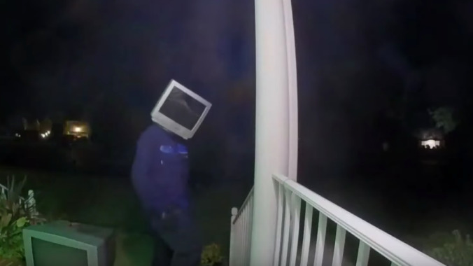 Man with TV on head who left old TVs on doorsteps is your god now