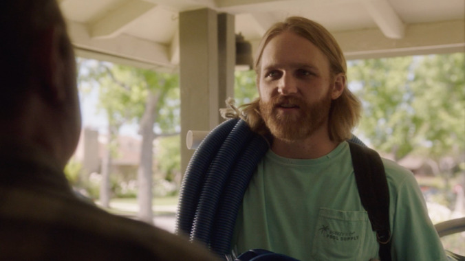 Wyatt Russell shows off his sales pitch in this Lodge 49 exclusive