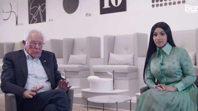 Watch Bernie Sanders talk insurance, student debt, and police brutality with Cardi B