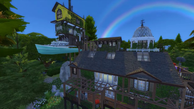 Someone built the labyrinthine mansion from What Remains Of Edith Finch in The Sims 4