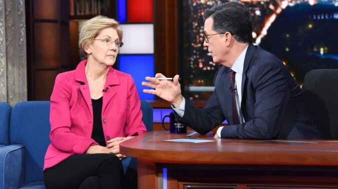 Elizabeth Warren offers a confident, “No thanks, I got this” to Stephen Colbert’s campaign advice