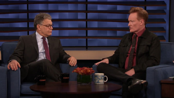 Al Franken's image rehab tour finds a sympathetic ear in Conan O'Brien