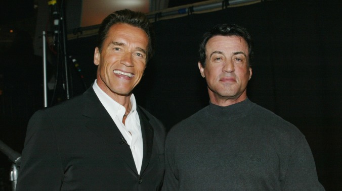 Schwarzenegger and Stallone compare knives, make it about their dicks