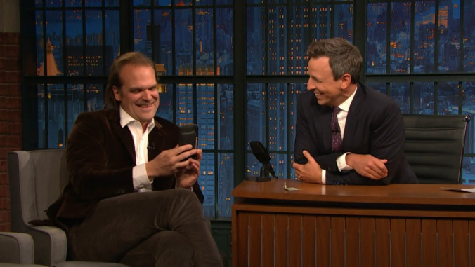 David Harbour and Seth Meyers live-call the Duffer Brothers, still can't find out if Harbour has a job