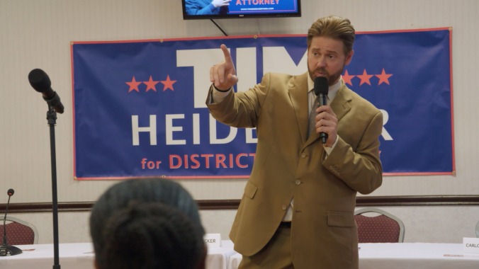 Tim Heidecker’s On Cinema hits the big screen in the underwhelming Mister America