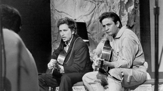 Here's Bob Dylan and Johnny Cash being pals and singing an early demo of "Wanted Man"