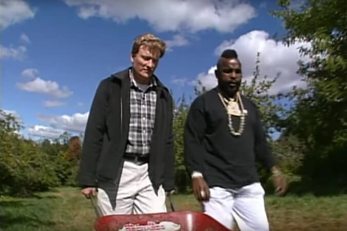 It's not really fall until you watch Conan and Mr. T go apple-picking