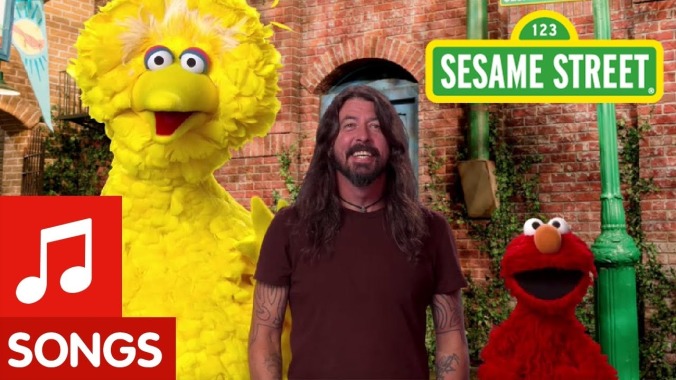 Dave Grohl stops by just to hit the road on Sesame Street