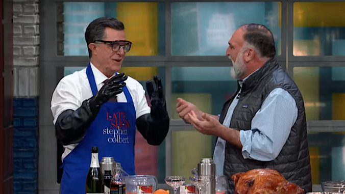 Stephen Colbert and Chef José Andrés serve up hilariously unhelpful Thanksgiving leftovers