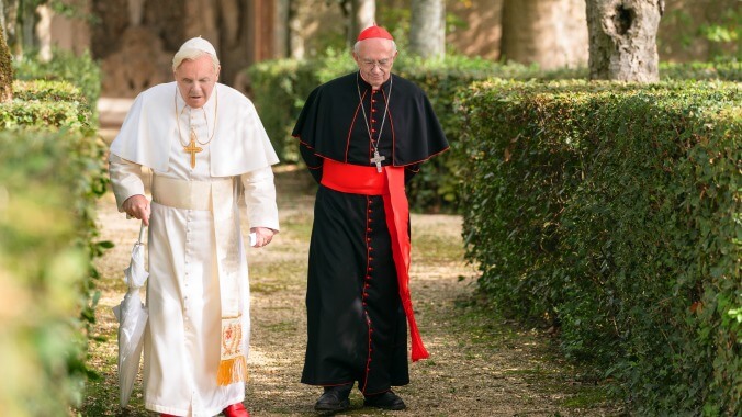 The Two Popes dreams up an unconvincing talk between the Vatican’s most recent residents