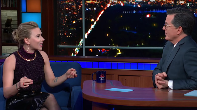 Stephen Colbert makes Scarlett Johansson sweat over Black Widow spoilers