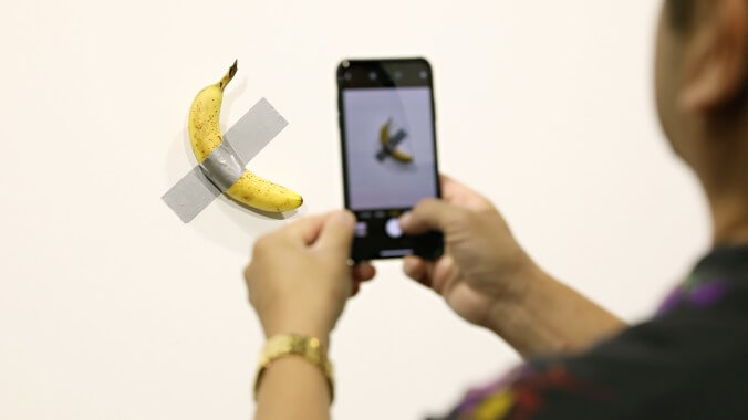 Man eats expensive art banana in act that is also somehow apparently art