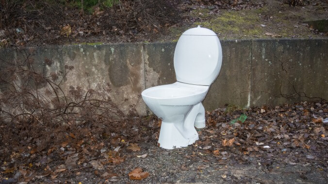 This capitalist hell toilet doesn't actually exist yet, but only our tireless vigilance will keep it that way