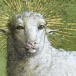 Behold the awesome, unblinking gaze of the restored Mystic Lamb