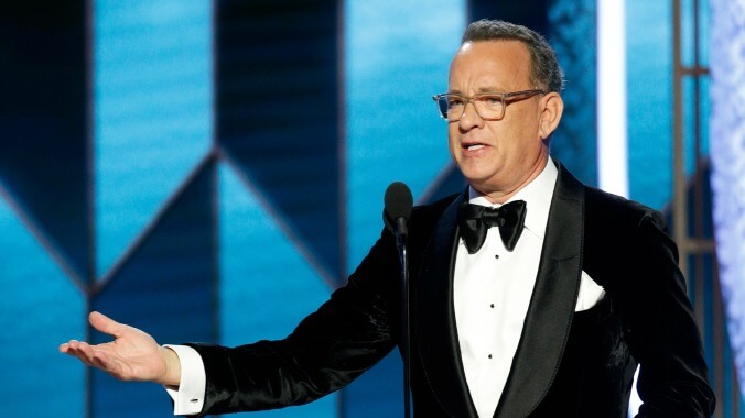 Witness the birth of the year's first meme with Tom Hanks' Golden Globes grimace