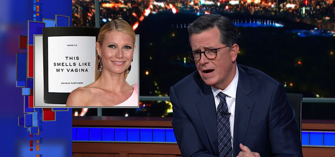 Stephen Colbert beats Gwyneth Patrow's new show out of the chute with his own pricey nonsense