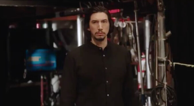 Adam Driver cleans up the set before returning to SNL this Saturday