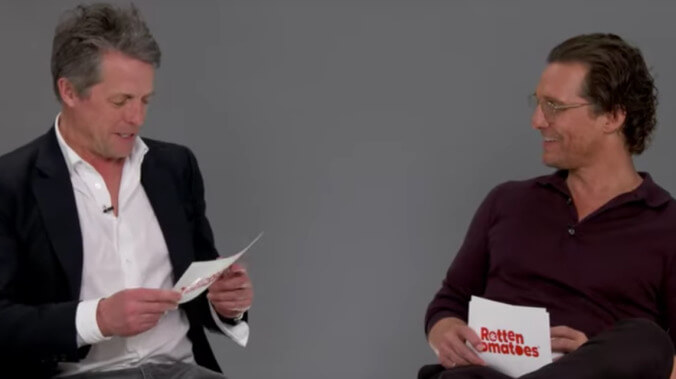 Watch Hugh Grant and Matthew McConaughey read reviews of their movies to each other