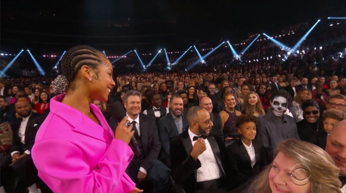 That was Swizz Beatz's son with the skeleton face paint at the Grammys