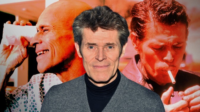Green screen, working with kids, rubber overalls—Willem Dafoe embraces it all