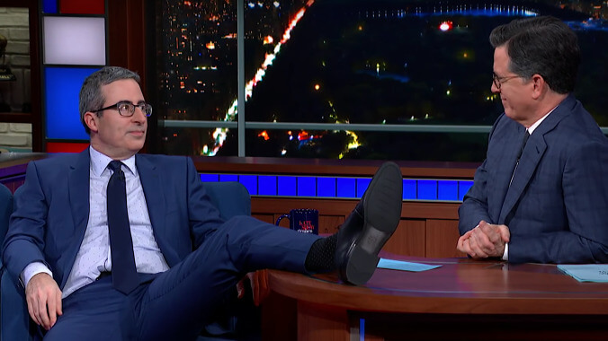 New American John Oliver tells Stephen Colbert just how scary the U.S. citizenship test is