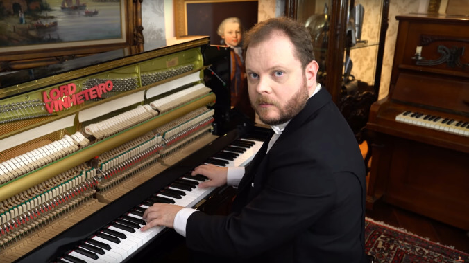 Stern pianist sternly plays through a century of cartoon themes in 10 minutes