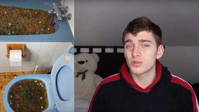 Man fills bathtub and toilet with Orbeez, pranking himself