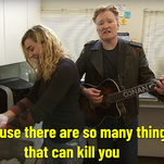 Conan calmly and rationally warns his staff about coronavirus