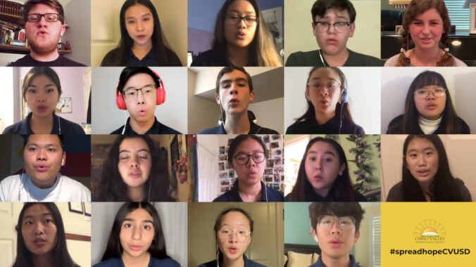 Ruthless school choir stages direct assault on human heart, performs canceled concert remotely