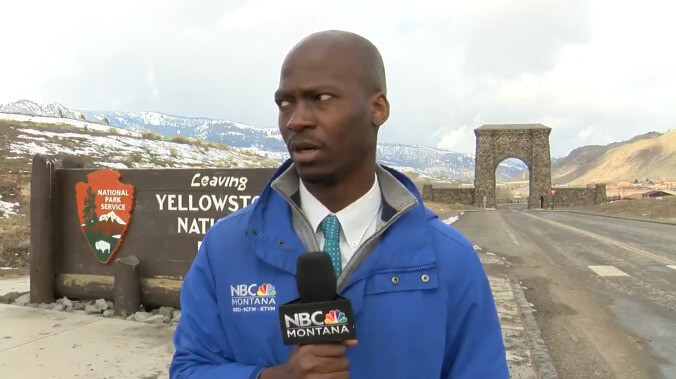 Reporter social distances himself the hell away from a bunch of big-ass bison