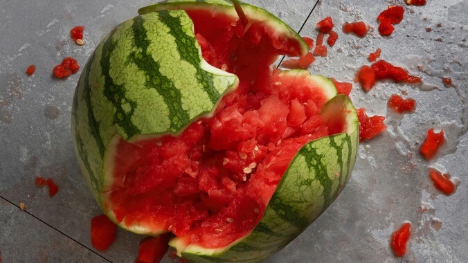 Finally, an answer to the age old question: How many elastic bands does it take to explode a watermelon?