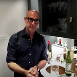 Stanley Tucci wraps his forearms around the perfect martini for James Corden