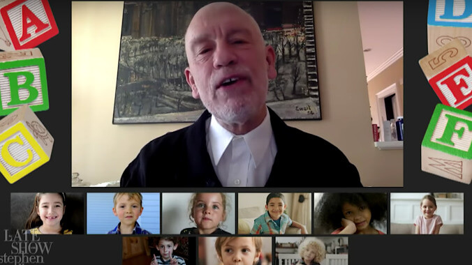 John Malkovich delivers the Late Show preschool graduation address of your kids' nightmares