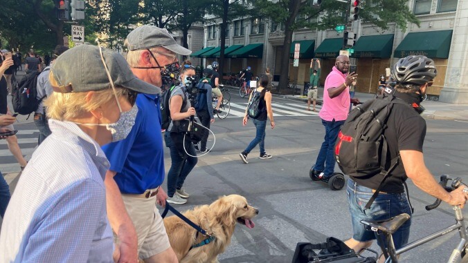 Elizabeth Warren, Spider-Man, and a nice duck joined last night's protests