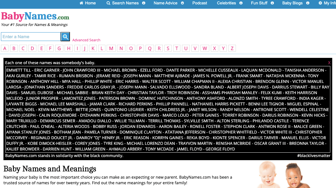 Damn, BabyNames.com made a hell of a Black Lives Matter statement