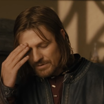 Sean Bean checking his script in Lord Of The Rings created a classic meme