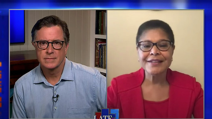 Stephen Colbert interviews the congresswoman set to unveil sweeping police reform on Monday