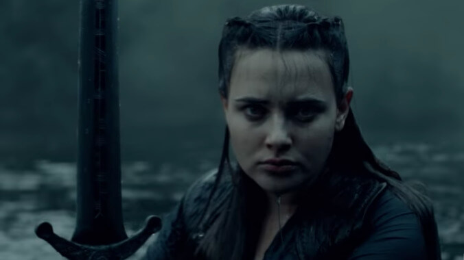 Katherine Langford scoops up Excalibur in the trailer for Netflix’s Cursed