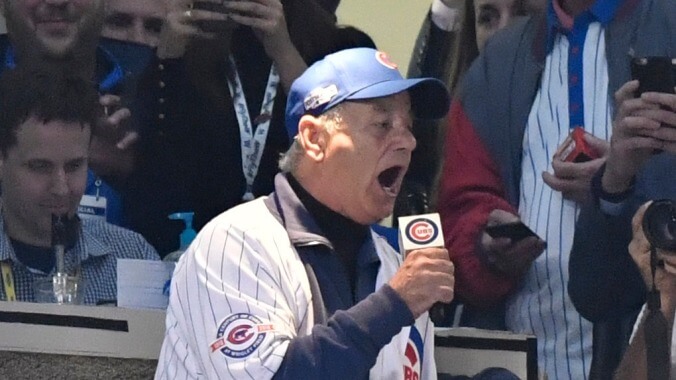 Bill Murray scream-singing "Take Me Out To The Ballgame" at Cubs fans is exactly what we needed today