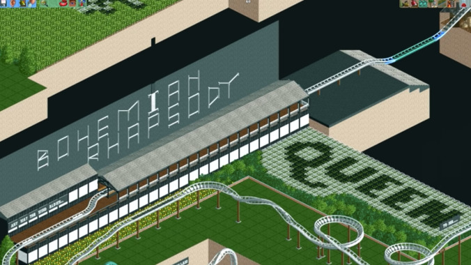 The roller coaster of emotion that is "Bohemian Rhapsody" recreated in Rollercoaster Tycoon 2