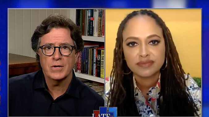 Ava DuVernay tells Stephen Colbert about her newest project, exposing bad cops