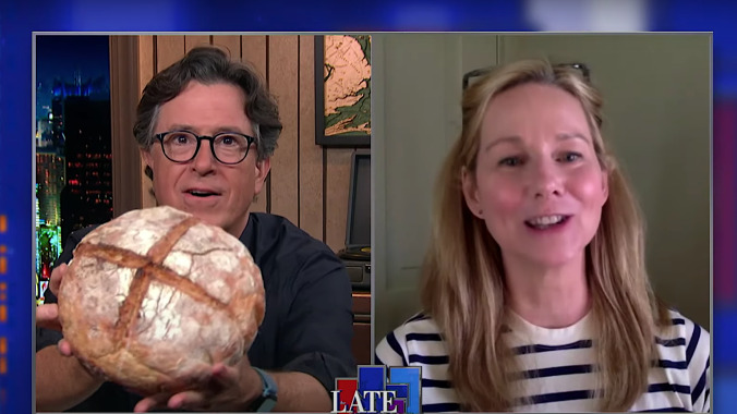 Shut-ins Stephen Colbert and Laura Linney mail each other suspect baked goods