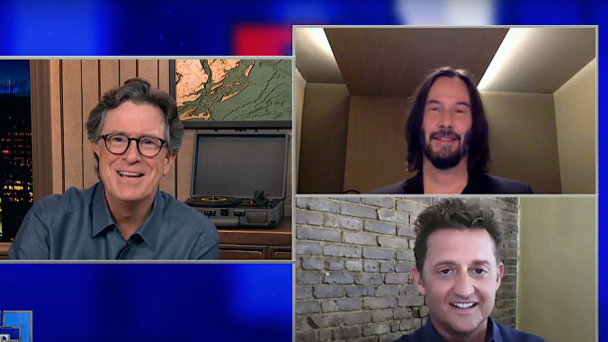 Stephen Colbert confirms that longtime pals Keanu Reeves and Alex Winter are still excellent to each other