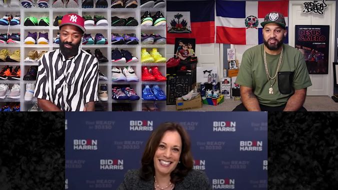 Kamala Harris tells Desus and Mero how she'll leave sneaker prints all over Trump's racist legacy