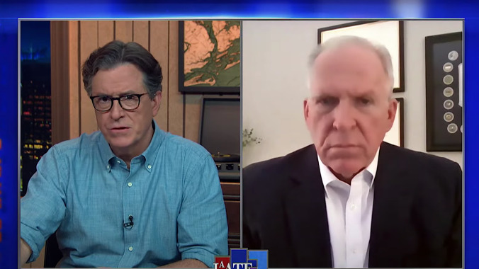 Stephen Colbert warily gets in bed with former CIA head and Trump critic John Brennan