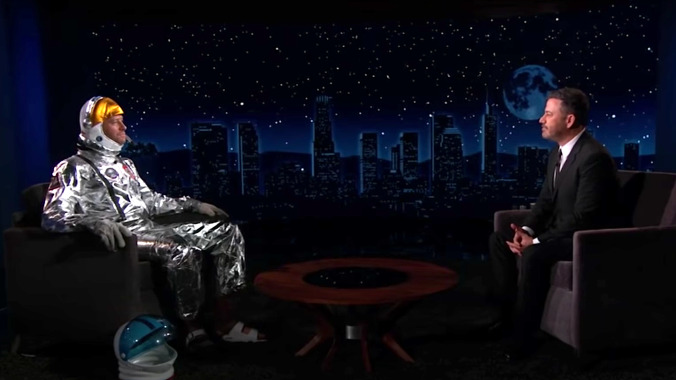 Armie Hammer space-suits up for Jimmy Kimmel's first live interview in seven months