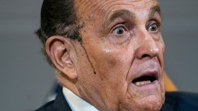 Rudy Giuliani sweats out hair dye while quoting My Cousin Vinny