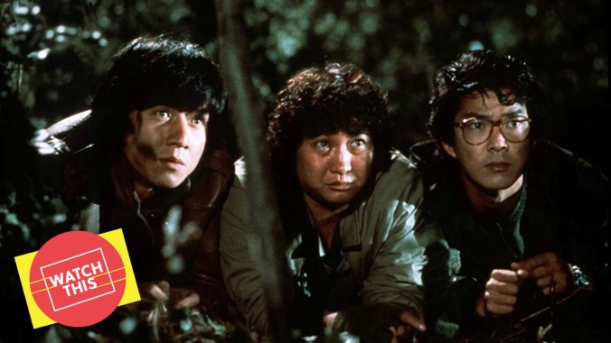 A quirky ’80s comedy features one of Jackie Chan’s toughest fights