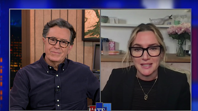 Avatar goddess Kate Winslet tells Stephen Colbert about going back underwater for James Cameron