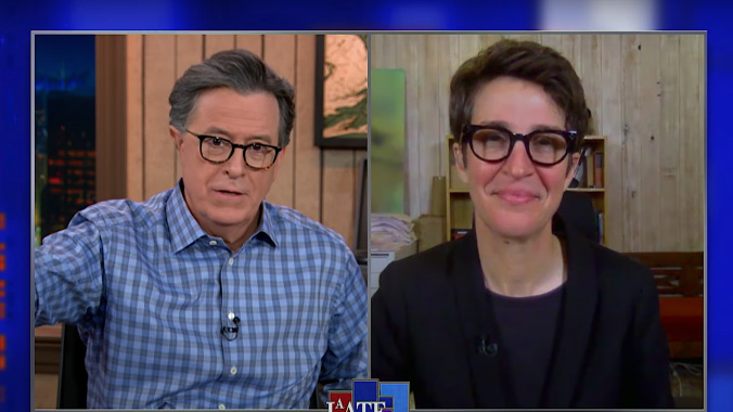 Rachel Maddow reassures Stephen Colbert that Trump's coup is a joke, but to take COVID seriously